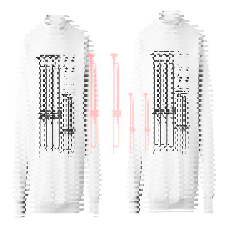 Trumpet Player American Flag Vintage Sweatshirt Unisex