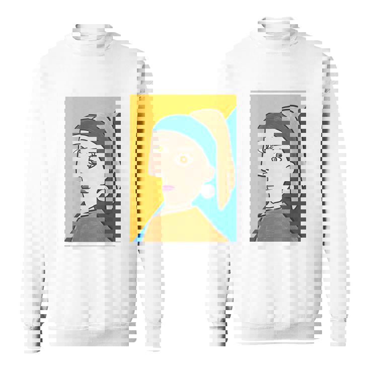 《バックプリント・背中側》【ピカソ風】真珠の耳飾りの少女／フェルメール（パロディ）【世界の名画】面白い スウェットシャツ