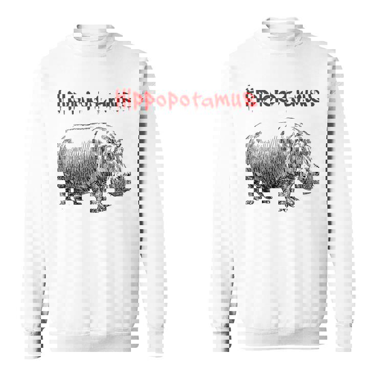 カバ ヴィンテージ シンプル ミニマリスト カバ グラフィック スウェットシャツ