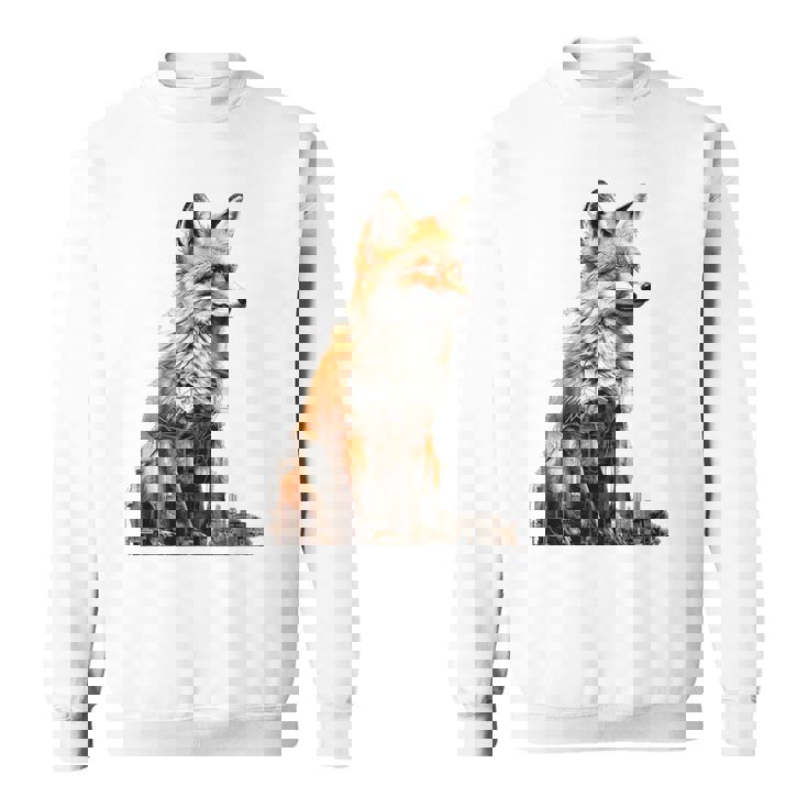 キツネ アニマル柄 モチーフ 抽象 イラスト 描画 狐 スウェットシャツ