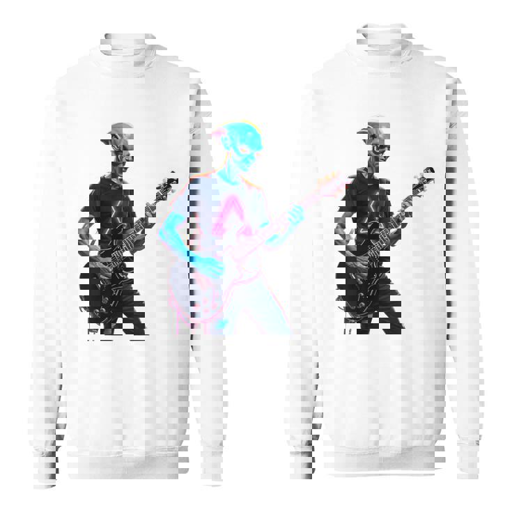 バックプリント ギタリスト エイリアン グラフィック ギター エイリアン ギタリスト スウェットシャツ