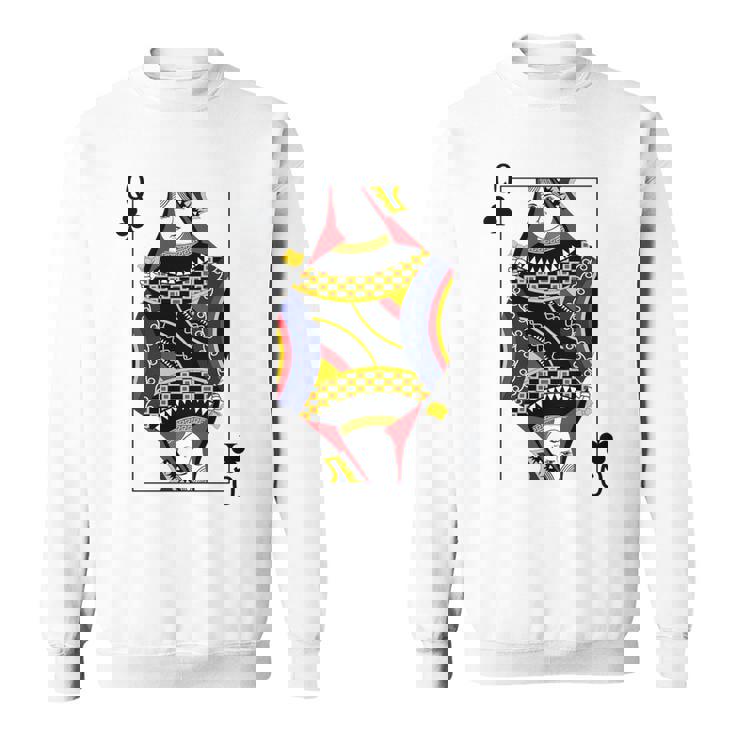 クイーンクラブ ポーカーカード トランプ ブラックジャックカード 長袖tシャツ スウェットシャツ