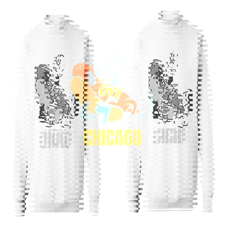シカゴホットドッグ ストリートフード ホットドッグ マスタード付き スウェットシャツ