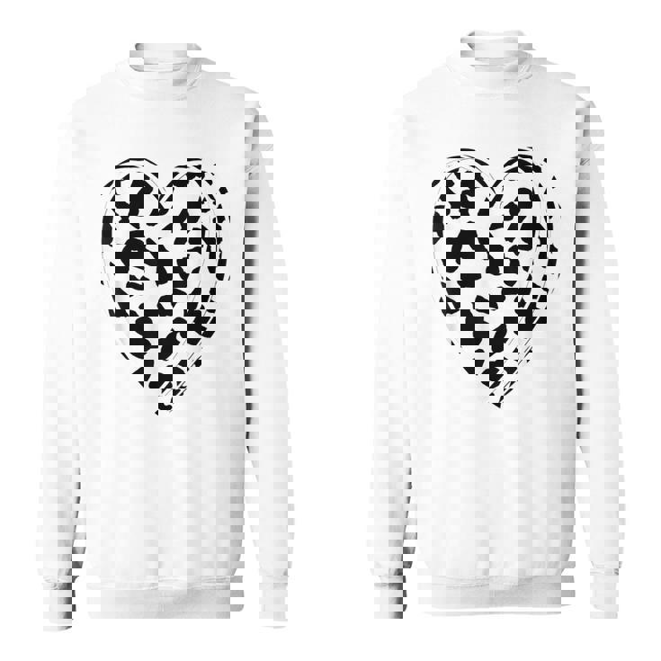 シックなハートプリントの牛柄。 スウェットシャツ