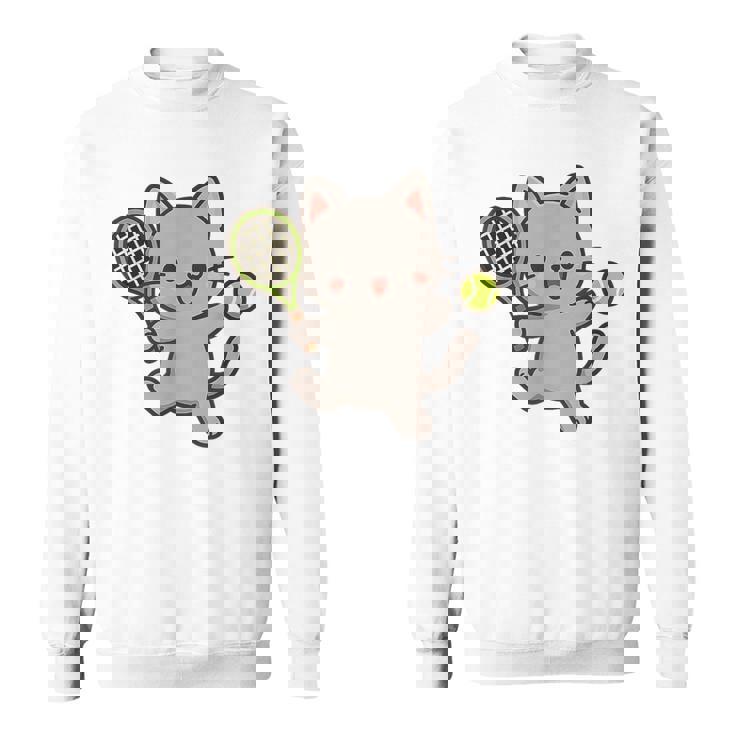 テニスをする猫。かわいいスポーツ猫。 スウェットシャツ