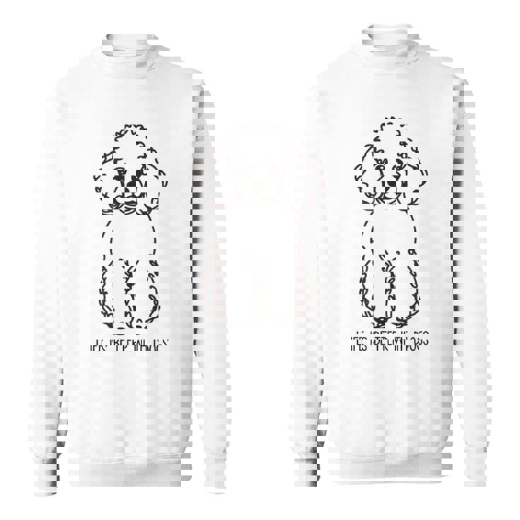 トイ プードル シルエット ラインアート 犬がいると人生はもっと楽しい デザイン スウェットシャツ