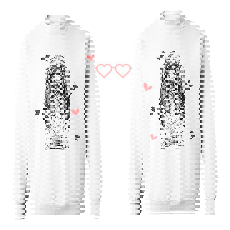 バセットハウンド ハートグラス バレンタインデー 犬 ママ スウェットシャツ