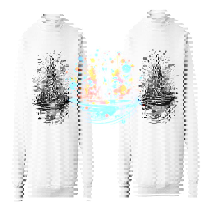 バルセロナのサグラダ ファミリアの美しいイラスト スウェットシャツ