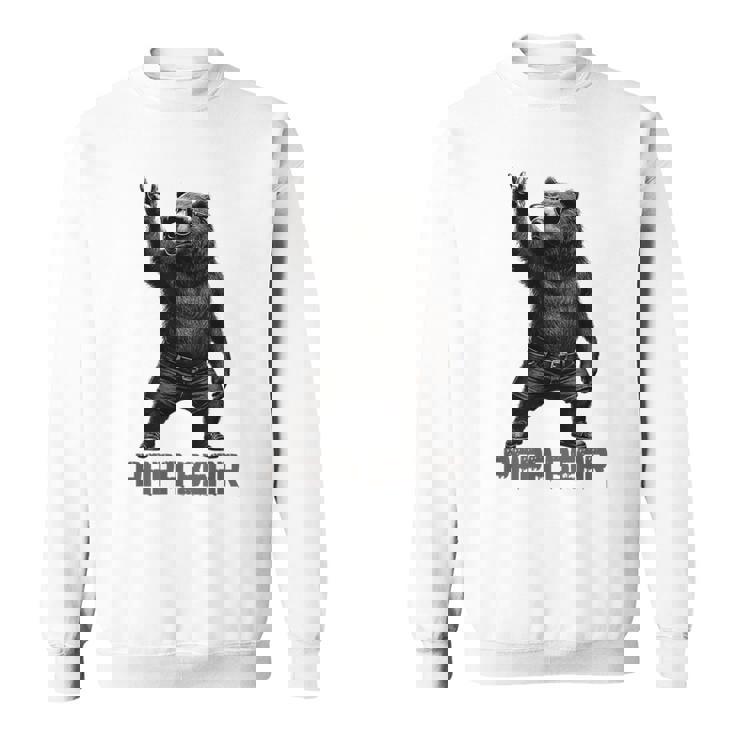 パパベア グリズリーベア ロックジェスチャー クールなパパ グリズリーベア スウェットシャツ