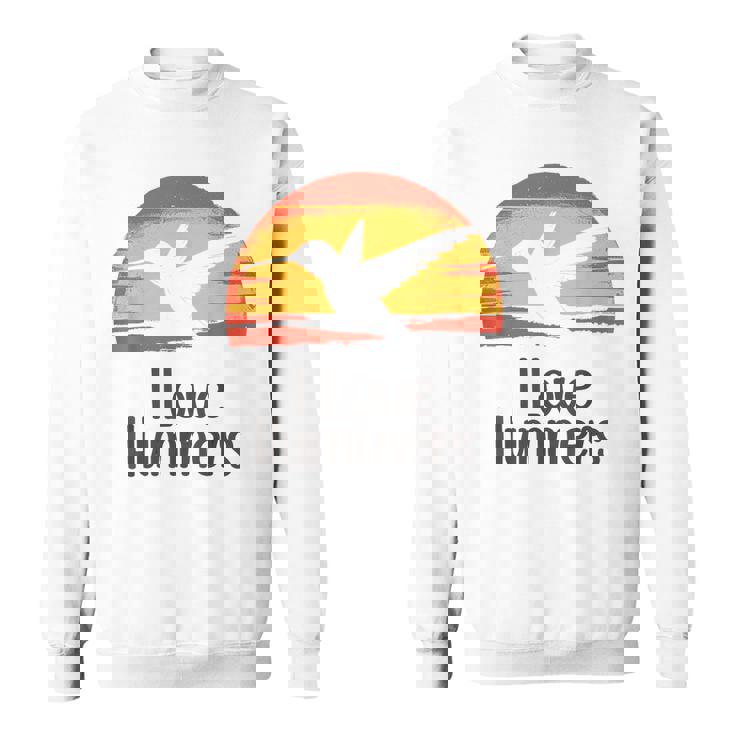 レトロ ヴィンテージ サンセット 2024 I Love Hummers コリブリ ハチドリ スウェットシャツ