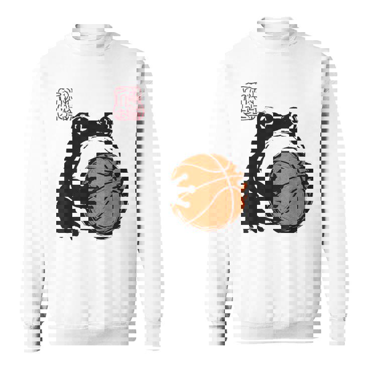 不機嫌そうなカエル 面白い バスケットボール アニメ 日本語 スウェットシャツ