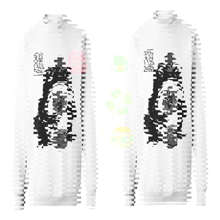 不機嫌そうなカエル 面白い 聖パトリックデー クローバーリーフ アニメ 日本語 スウェットシャツ