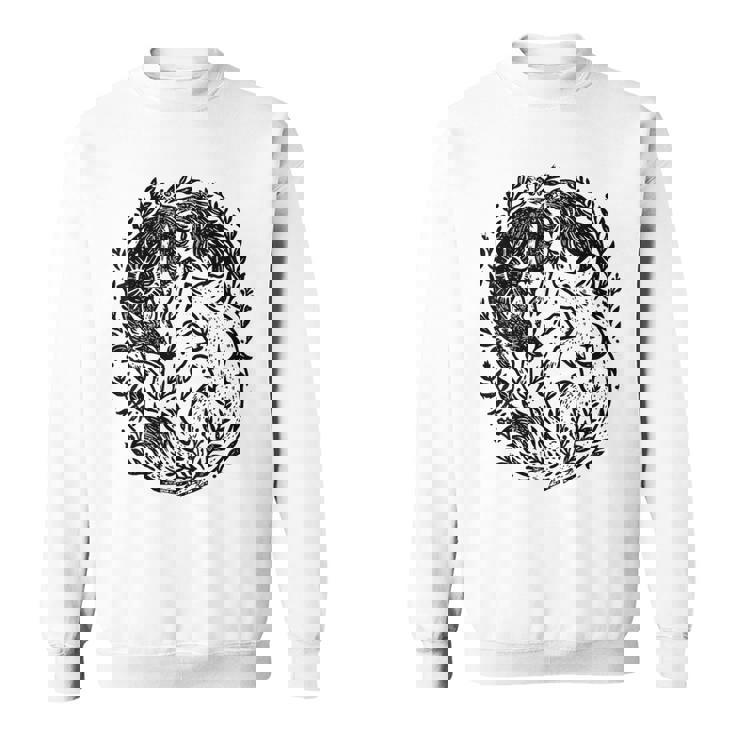 天の陰陽狐 太陽と月 ボーホーウッドランドアート スウェットシャツ