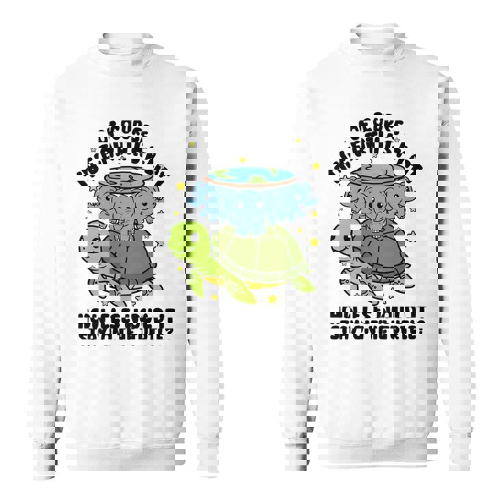 平らな地球協会 面白い陰謀論 亀の象 長袖tシャツ スウェットシャツ