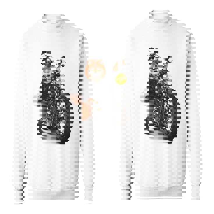 柴犬 いばけん 犬 バイク バイカー 長袖tシャツ スウェットシャツ