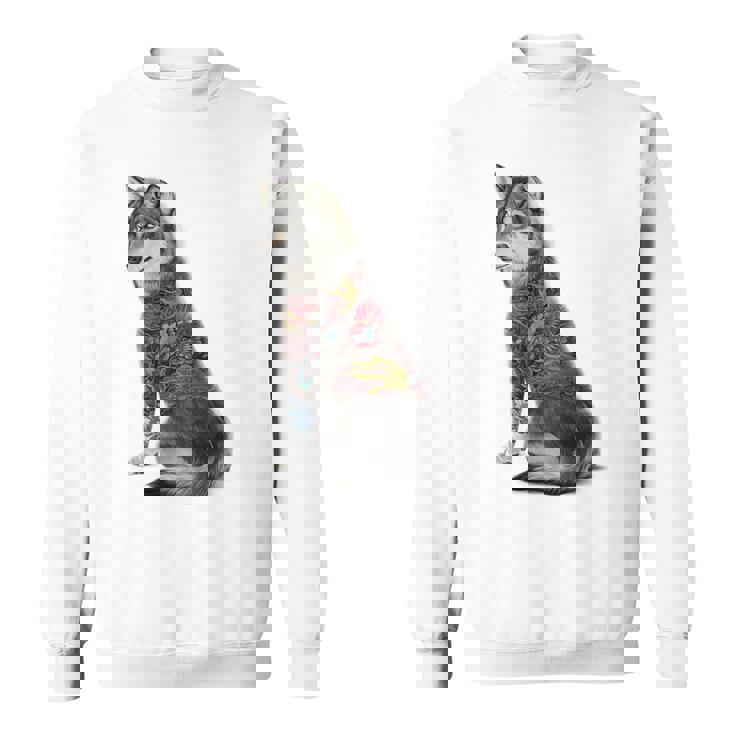 灰色オオカミ 伝統的な日本の龍の入れ墨 入泉 スウェットシャツ