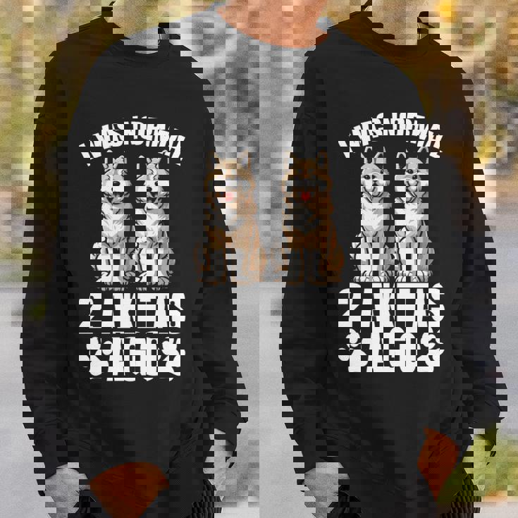 2 秋田犬前は普通だった 面白い秋田犬愛好家 長袖tシャツ スウェットシャツ 彼への贈り物