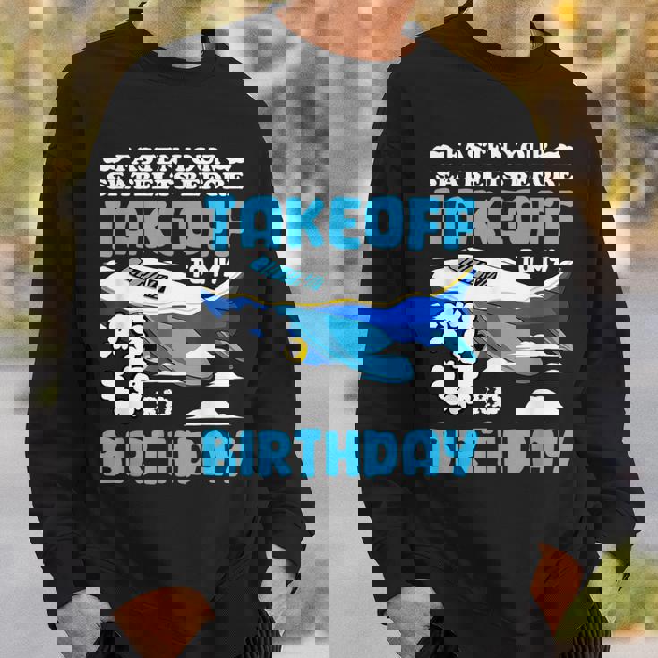 3歳の誕生日飛行機 パイロット固定シートベルト離陸飛行機 スウェットシャツ 彼への贈り物