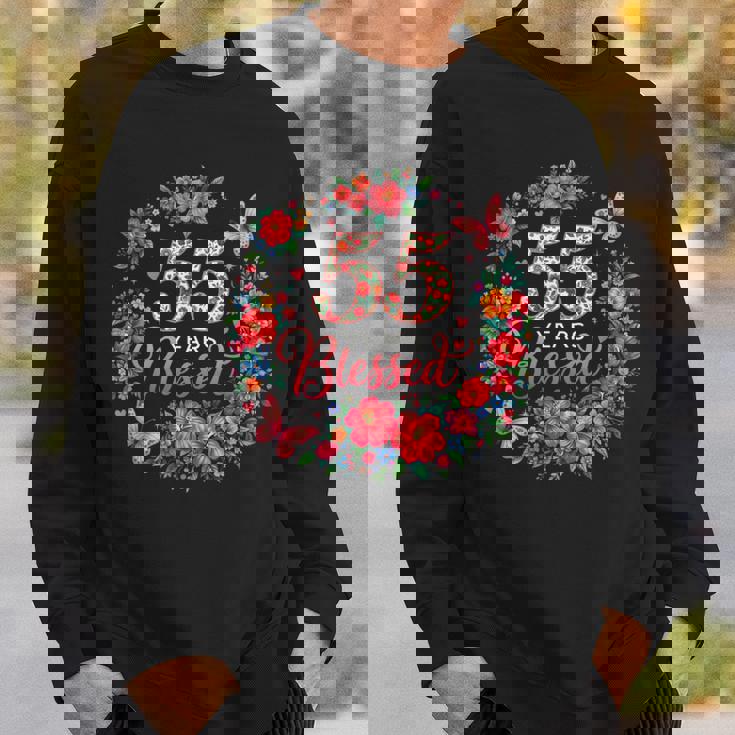 55 Years Blessed 55歳 フローラル 55歳の誕生日プレゼント スウェットシャツ 彼への贈り物