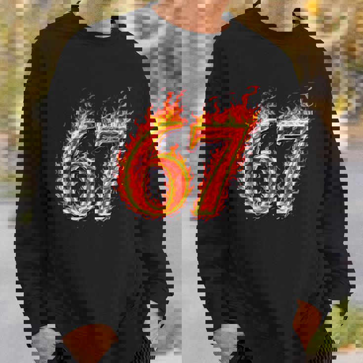67 Fireixeven Meme Flames スラング 数字 面白い キッズ ティーン 長袖tシャツ スウェットシャツ 彼への贈り物