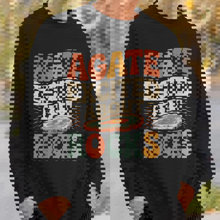 Agate Excited About Rocks ロック地質学オタク スウェットシャツ 彼への贈り物