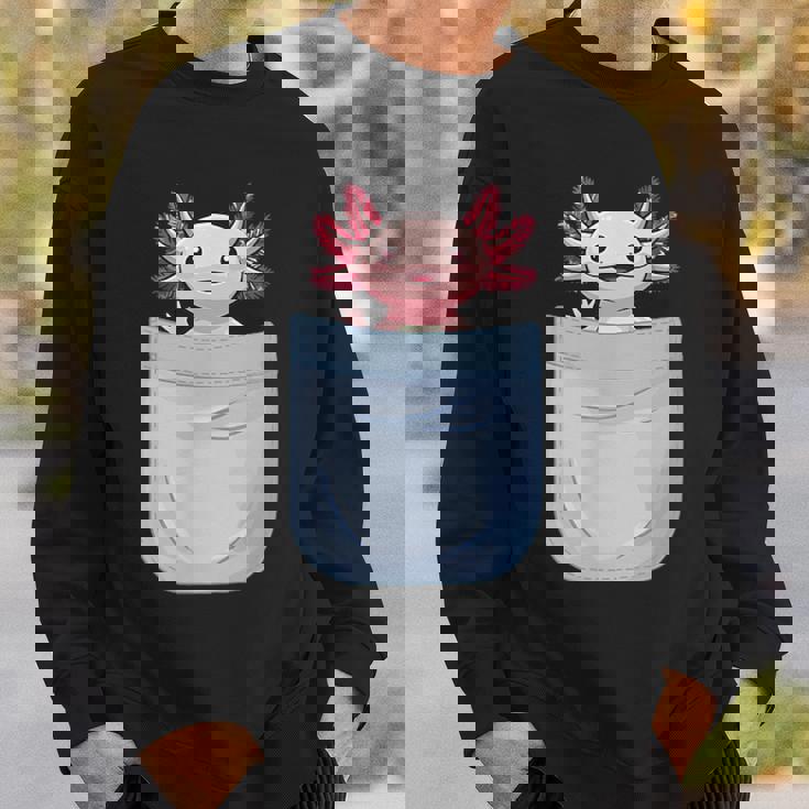 Axolotl ポケットに入った魚 両生類 ペット ホワイト アホロートル トカゲ スウェットシャツ 彼への贈り物