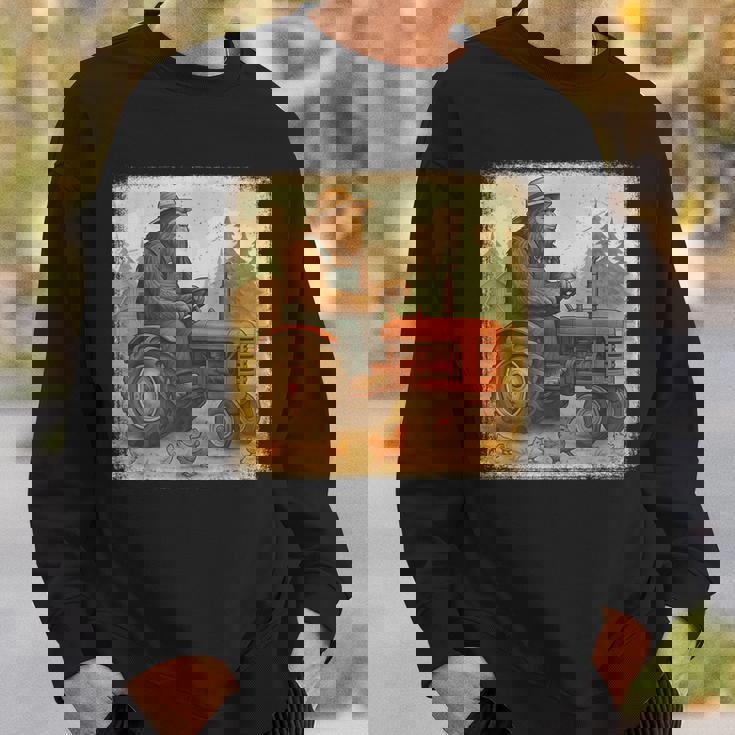 Bigfoot Driving Tractor Sasquatch Farmer Farming Sweatshirt Unisex Gifts for Him