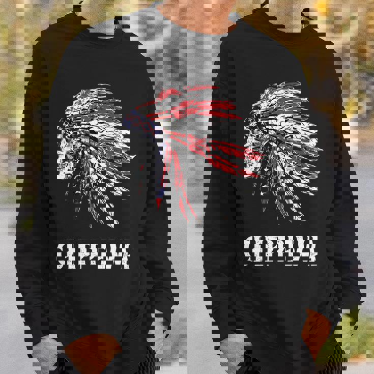 Chippewa ネイティブアメリカン アメリカ国旗 スカルヘッドレス 長袖tシャツ スウェットシャツ 彼への贈り物