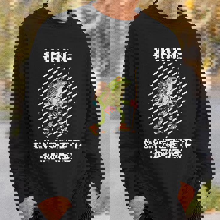 Cute Frog Hiking Is Myecret To Happiness カエル スウェットシャツ 彼への贈り物