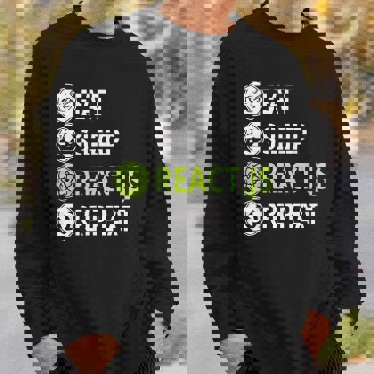 Eatleep ReactJs Repeat Javascriptプログラマー用 スウェットシャツ 彼への贈り物