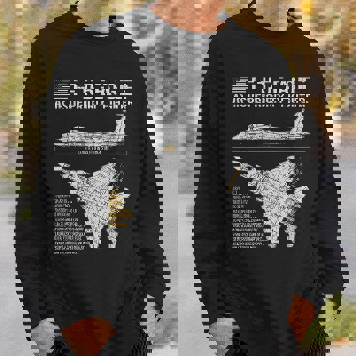 F-15イーグル航空機の設計図ジェット戦闘機データ スウェットシャツ 彼への贈り物