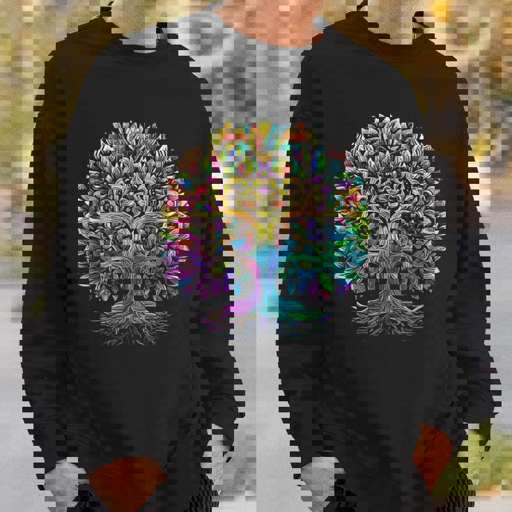 Full Foliage Tree Of Life 葉がいっぱいのレインボー生命の木 スウェットシャツ 彼への贈り物