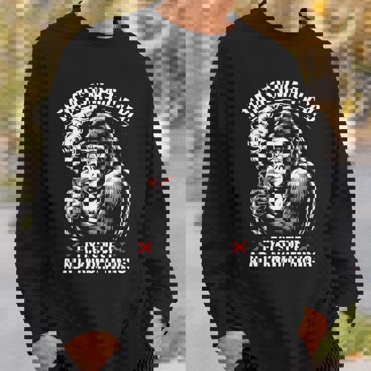 aying I Know Things 皮肉 ギャグ パンゴリラ レディース メンズ 長袖tシャツ スウェットシャツ 彼への贈り物