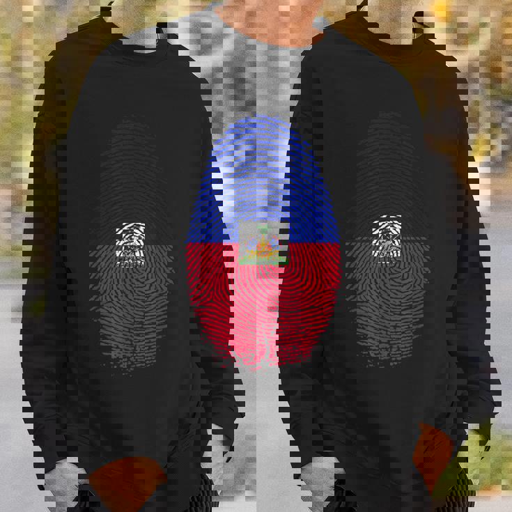 Haiti Flag Fingerprint Haitian For Haitians スウェットシャツ 彼への贈り物