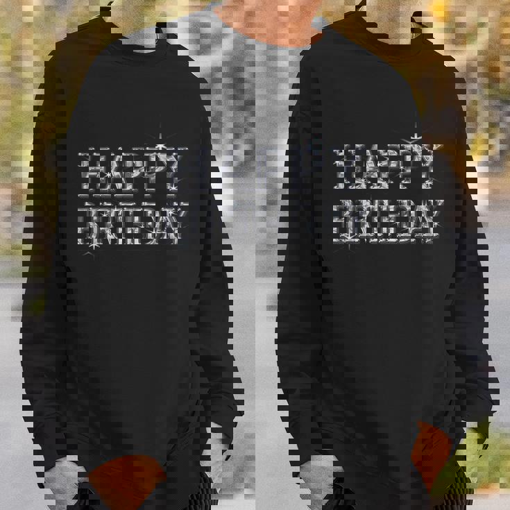 Happy Birthday ハッピーバースデー【ダイヤモンドip フォント】お誕生日 キラキラ 面白い スウェットシャツ 彼への贈り物