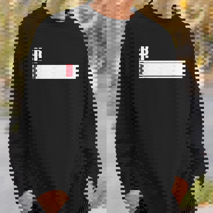 Hpが残りわずか 体力がない 限界 おもしろ ユーモア ゲーム Hpバー 黒 他カラー メンズ レディース 大きいサイズ スウェットシャツ 彼への贈り物