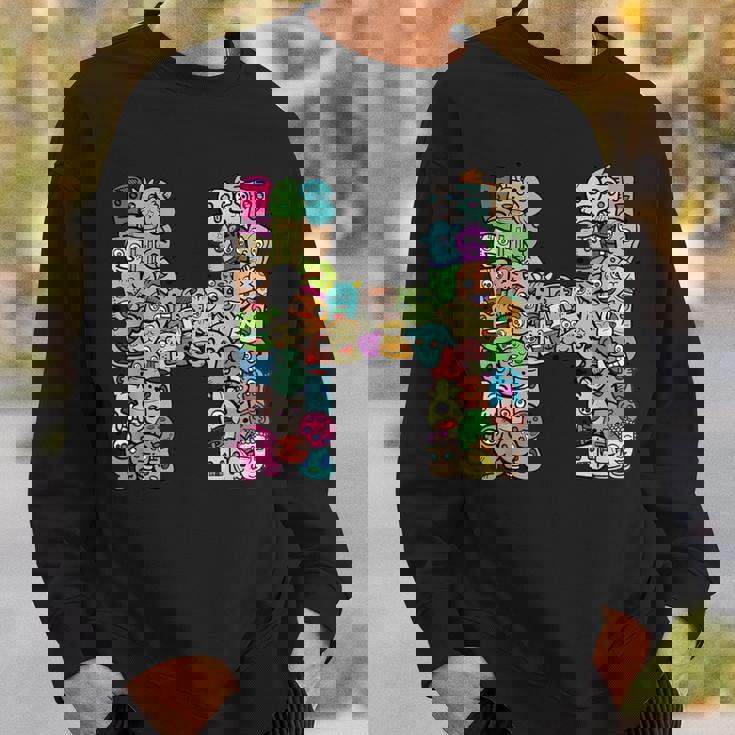 Hモンスターズ アルファベットネーム イニシャル キュート モノグラム スウェットシャツ 彼への贈り物