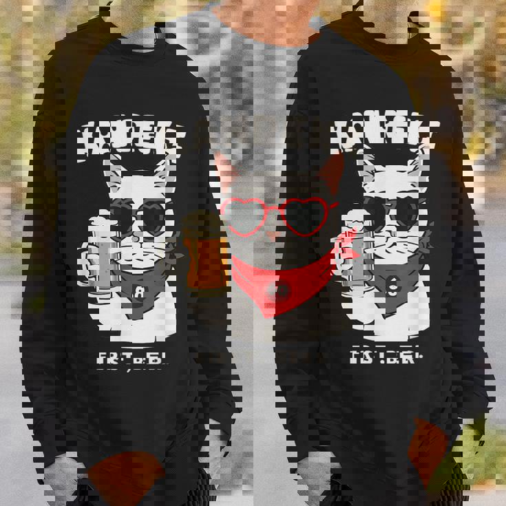 Kanreki 還暦 60歳 記念 猫 サングラス ビール 大人のユーモア スウェットシャツ 彼への贈り物