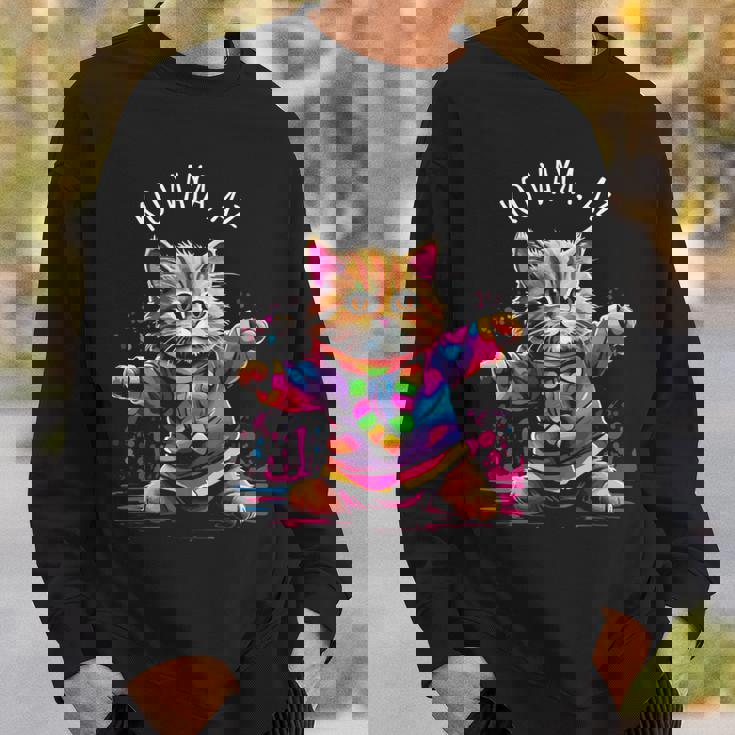 Koaya アリゾナ 踊る猫 カラフル かわいい キティ デザイン 長袖tシャツ スウェットシャツ 彼への贈り物