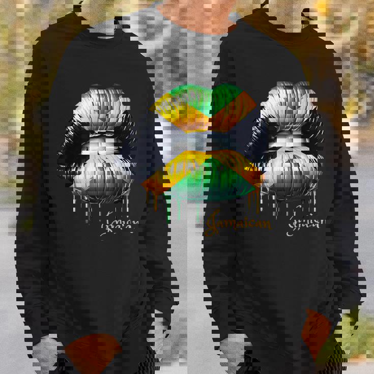 Lips Jamaican Flag Jamaica Love Travelacation スウェットシャツ 彼への贈り物