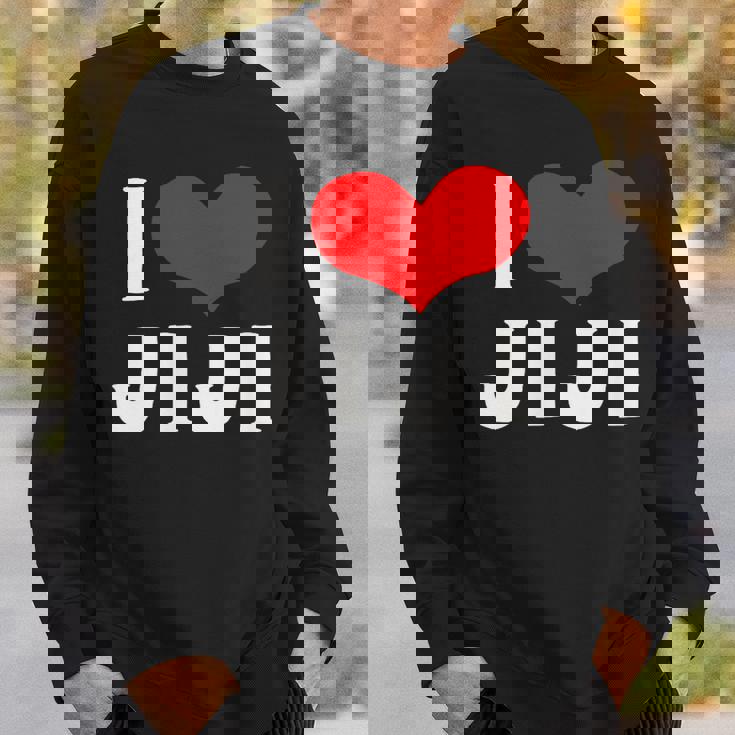 I Love Jiji 愛 ハート じーじ じいじ おじいさん 父の日 家族 家族写真 記念写真 おもしろ かわいい スウェットシャツ 彼への贈り物