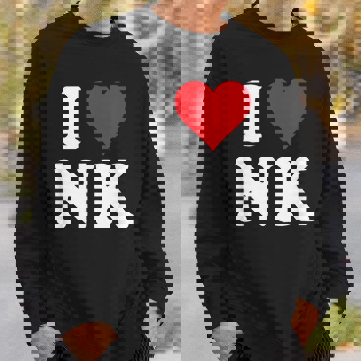 I Love Nk Initials I Heart NK First Last Name N K スウェットシャツ 彼への贈り物