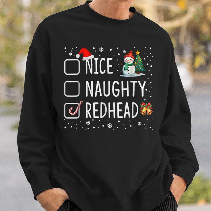 Naughty Nice Redhead Christmas Pajamas Santa Hat Xmas Sweatshirt Gifts for Him