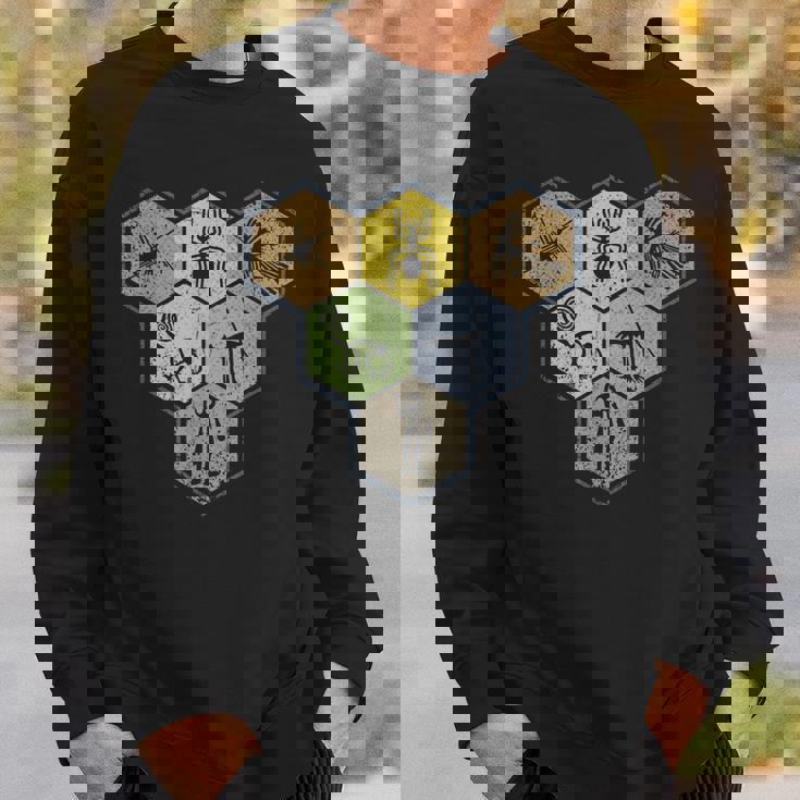 Nazca Linesナスカラインズ レトロなクモ 猿 宇宙人 鳥 六角形 スウェットシャツ 彼への贈り物