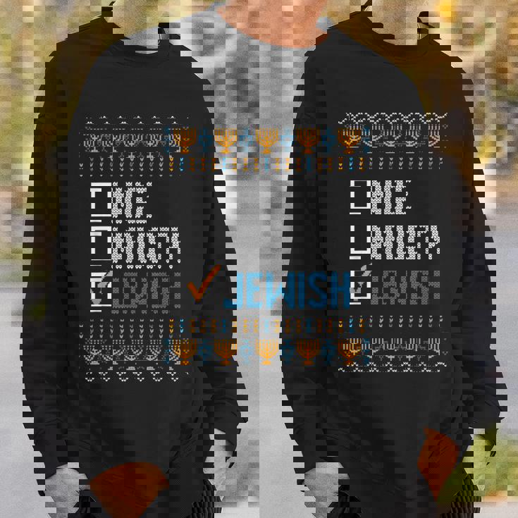 Nice Naughty Jewish Ugly Christmas Sweater Hanukkah Sweatshirt Unisex Gifts for Him