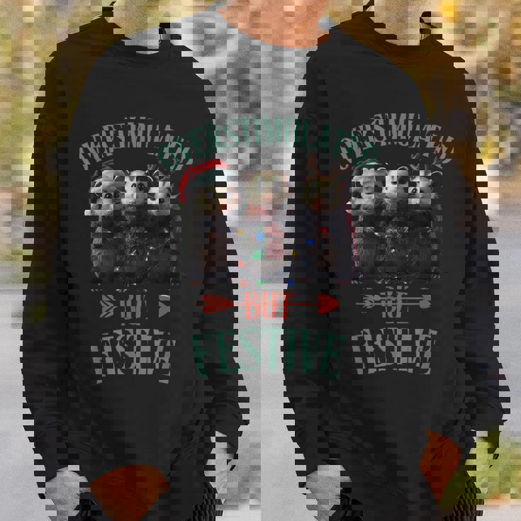 Overstimulated But Festive Possum Ugly Christmas Sweatshirt Gifts for Him
