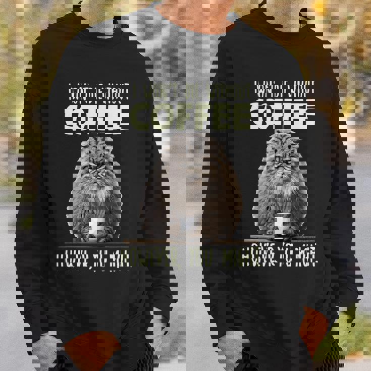 Pallas Catコーヒー愛好家のための朝の不満 マヌルネコ 長袖tシャツ スウェットシャツ 彼への贈り物