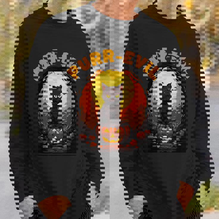 Purr-Evil お化け猫 ハロウィン スウェットシャツ 彼への贈り物