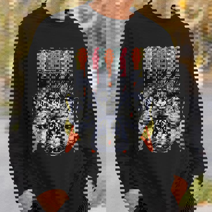 Hiss Cats 子猫 パロディ ロック ロッキン ヴィンテージ レトロ 猫 スウェットシャツ 彼への贈り物