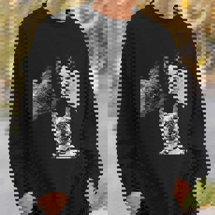 Sneaky フレンチブルドッグ ドッグ ドッグ フレンチ ポッキング ヘッド フェイス 長袖tシャツ スウェットシャツ 彼への贈り物